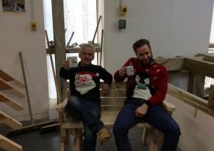 He finally gets to sit down and relax with another jumper.