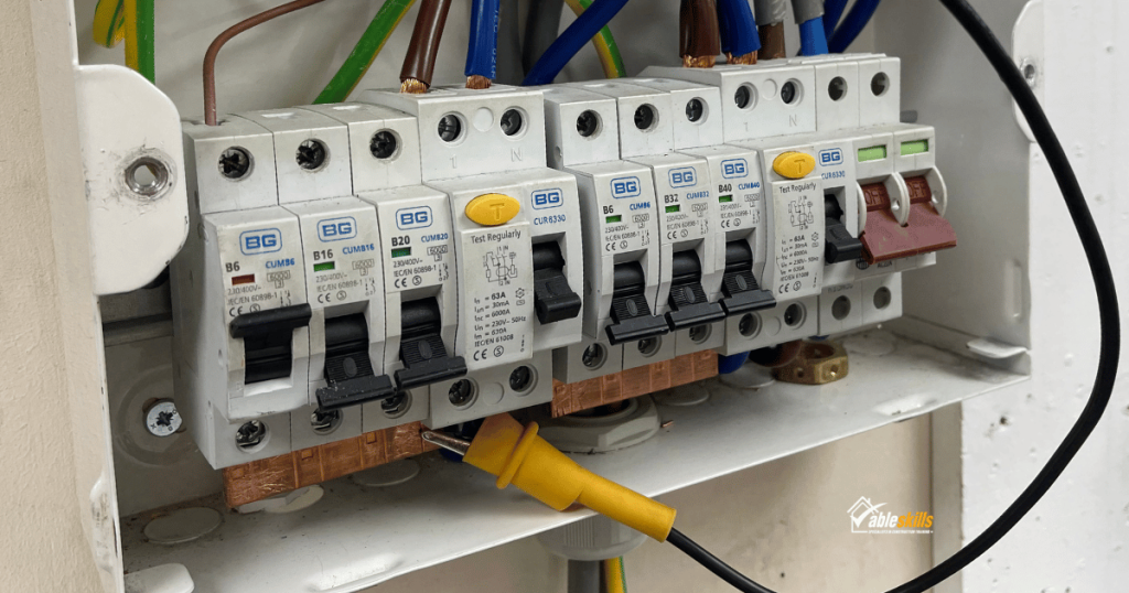 An electrical fuseboard or fusebox