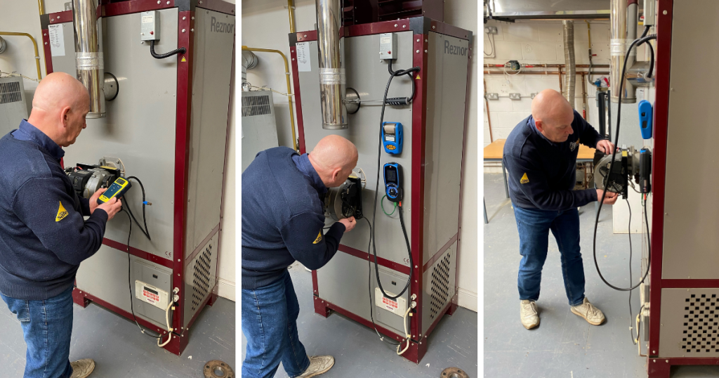 An Able Skills Gas Instructor working on commercial gas